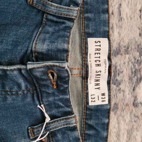 Topman Mens Stretch Skinny Jeans 36x32 - Picture 2 of 6